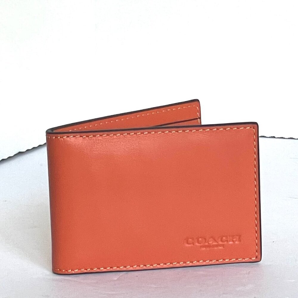 Coach CH084 3 In 1 Wallet Coach Stamp Mens Refined Calf Leather Bright Orange - Picture 6 of 9